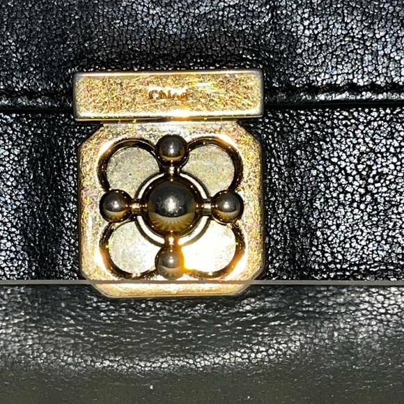 Chloe Black Leather Wallet with Gold Accent - Picture 2 of 5